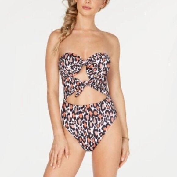 NWT Bar III leopard print one piece swimsuit, L - Picture 3 of 9